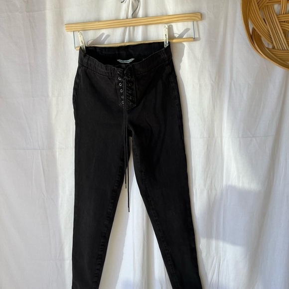 American Eagle Outfitters 360 Next Level Stretch Lace Up Denim Jean in Black - Picture 16 of 16